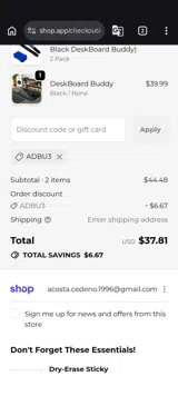 ADBU3 coupon verification screenshot