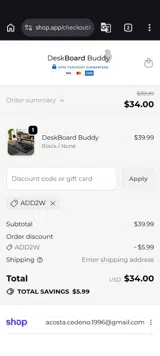 ADD2W coupon verification screenshot