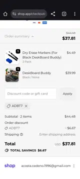 ADBT7 coupon verification screenshot