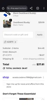 ADBT9 coupon verification screenshot