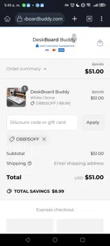 DBB15OFF coupon verification screenshot