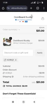 ADBQ3 coupon verification screenshot