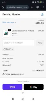 FIRST coupon verification screenshot
