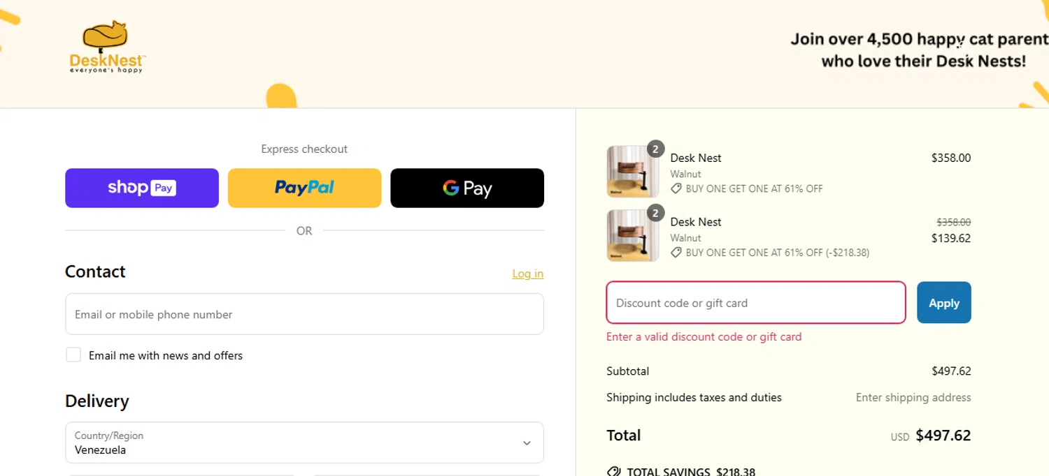 Desk Nest promo code screenshot showing code DNFLOPPY applied at Desk Nest checkout page. Uploaded by SimplyCodes community member ScanTitan4078 on Apr 28, 2025