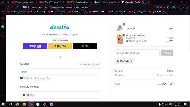Destira checkout page showing Destira coupon code box | Screenshot taken by SimplyCodes community member on Jul 15, 2024