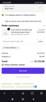 D'estree coupon verification screenshot
