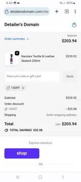 15OFF coupon verification screenshot