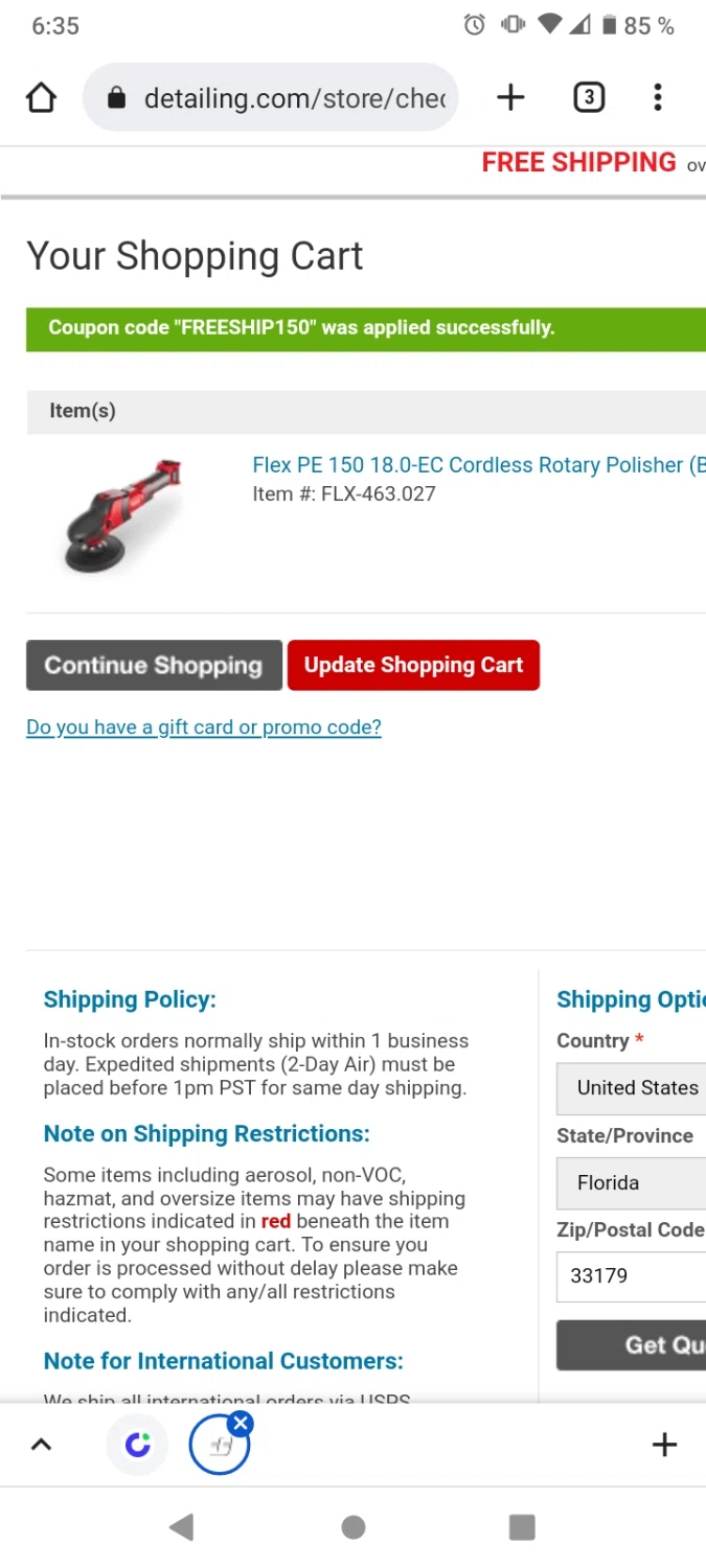 where to use Detailing promo code box