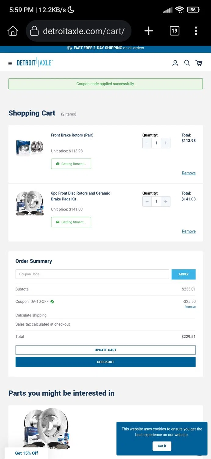 where to use Detroit Axle promo code box