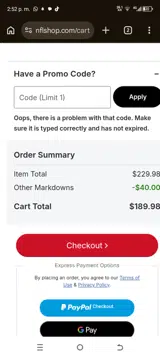 Detroit Lions coupon verification screenshot