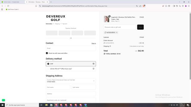 Devereux checkout page showing Devereux discount code box | Screenshot taken by SimplyCodes community member on Sep 14, 2025