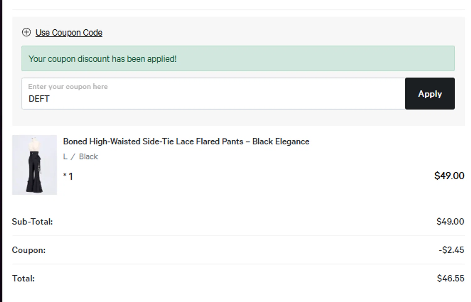 Devilinspired coupon code screenshot showing code DEFT applied at Devilinspired checkout page. Uploaded by SimplyCodes community member alfock22 on Jul 24, 2025