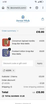 ADDRL coupon verification screenshot
