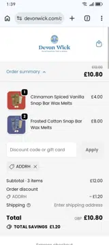 ADDRH coupon verification screenshot