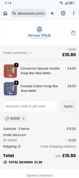 ADDSE coupon verification screenshot