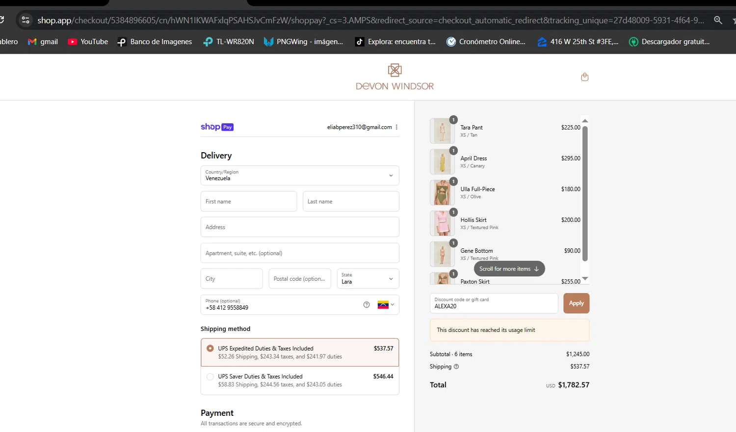 Devon Windsor discount code screenshot showing code ALEXA20 applied at Devon Windsor checkout page. Uploaded by SimplyCodes community member jessikasanckez23 on Aug 1, 2025