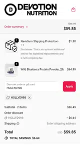 HOLLYD998 coupon verification screenshot