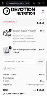 LOUD coupon verification screenshot