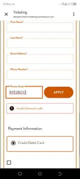 BYE2BOO coupon verification screenshot