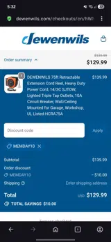 Memday10 coupon verification screenshot
