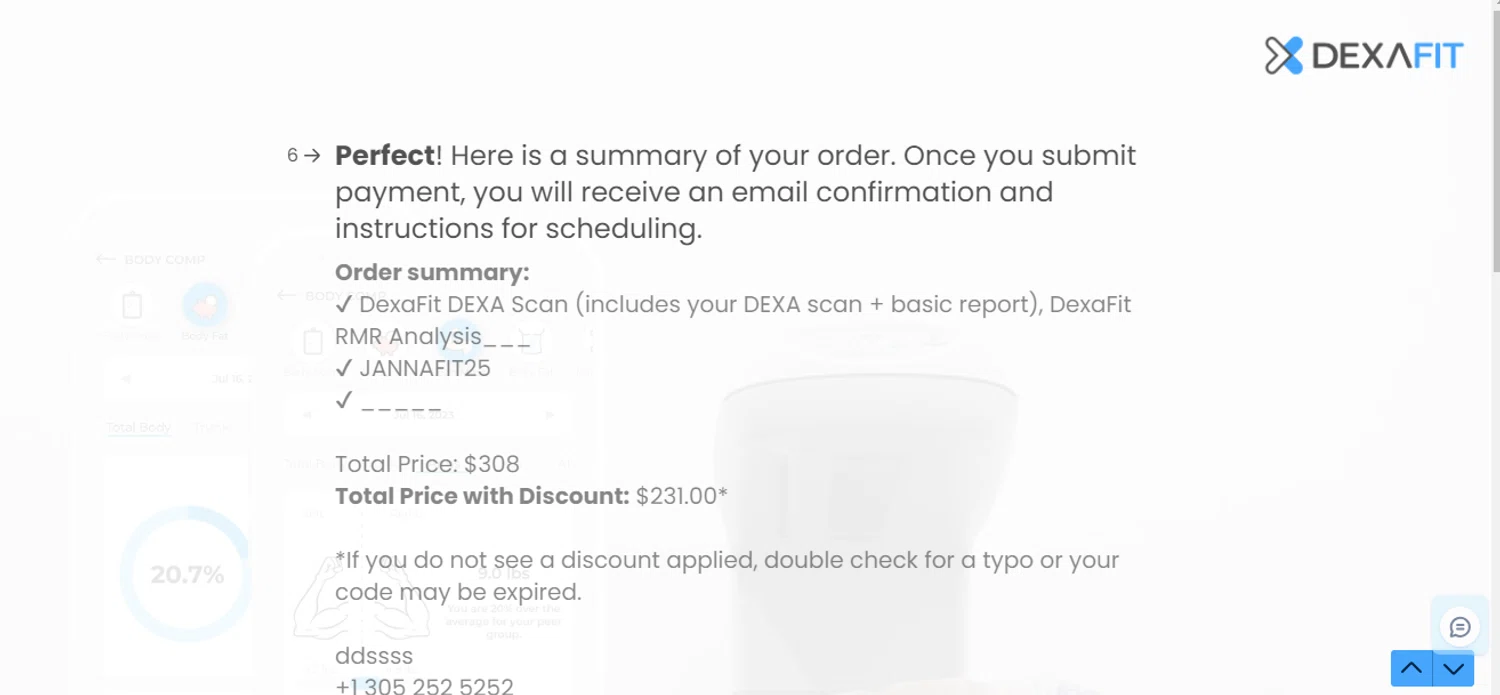 Dexafit promo code screenshot showing code JANNAFIT25 applied at Dexafit checkout page. Uploaded by SimplyCodes community member shark12 on Apr 24, 2025