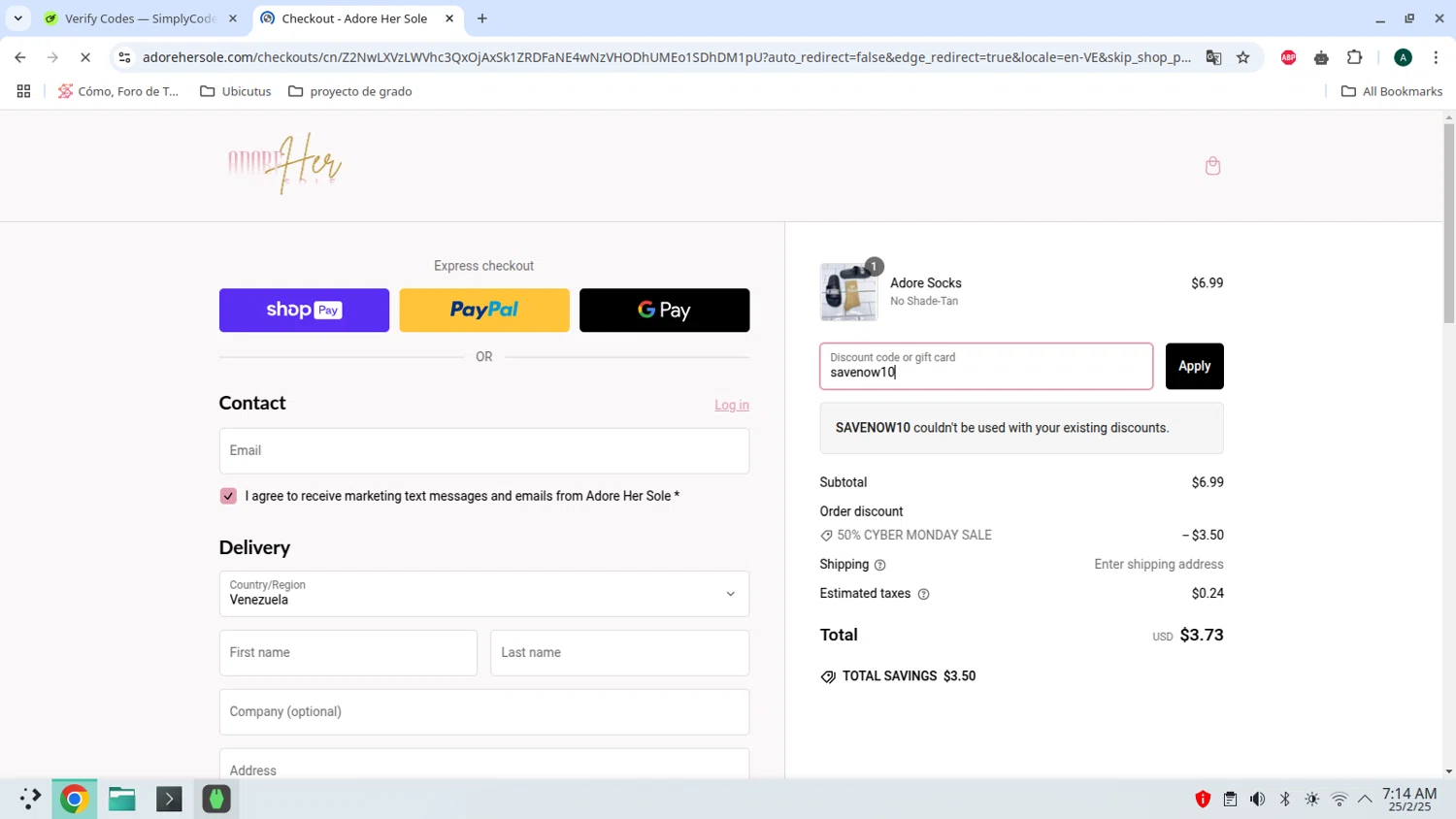 Dex PRM checkout page showing Dex PRM promo code box | Screenshot taken by SimplyCodes community member on Feb 25, 2025