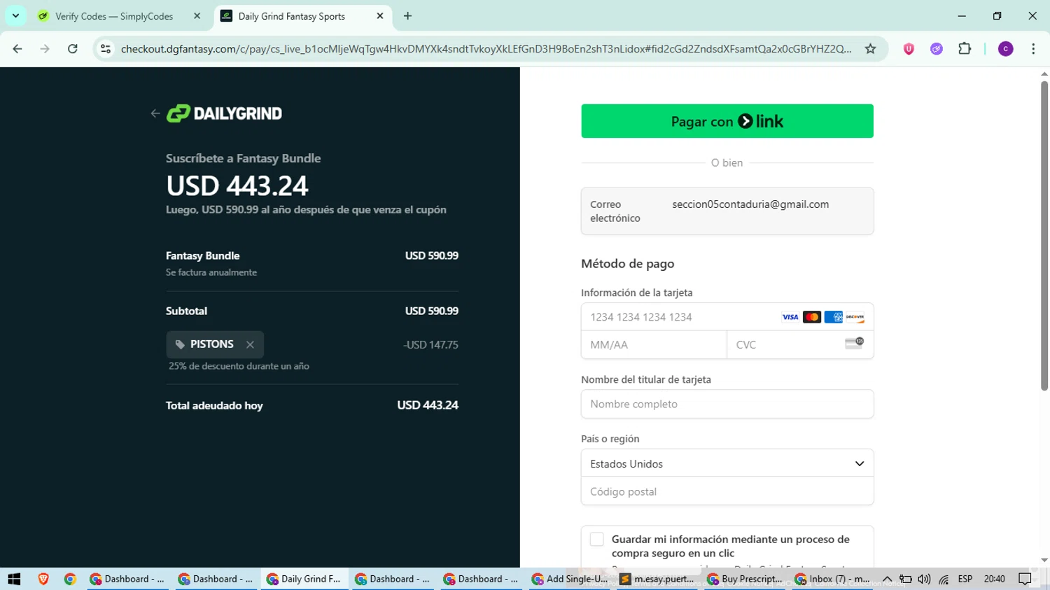 DGFantasy promo code screenshot showing code PISTONS applied at DGFantasy checkout page. Uploaded by SimplyCodes community member suieeloves on Jun 9, 2025