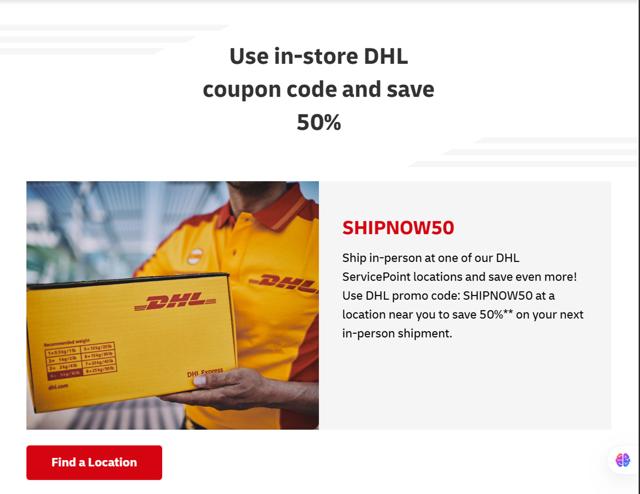 DHL checkout page showing DHL promo code box | Screenshot taken by SimplyCodes community member on Aug 16, 2025