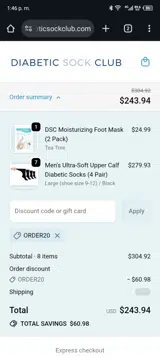 order20 coupon verification screenshot