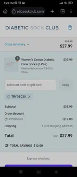 TRYDSC30 coupon verification screenshot