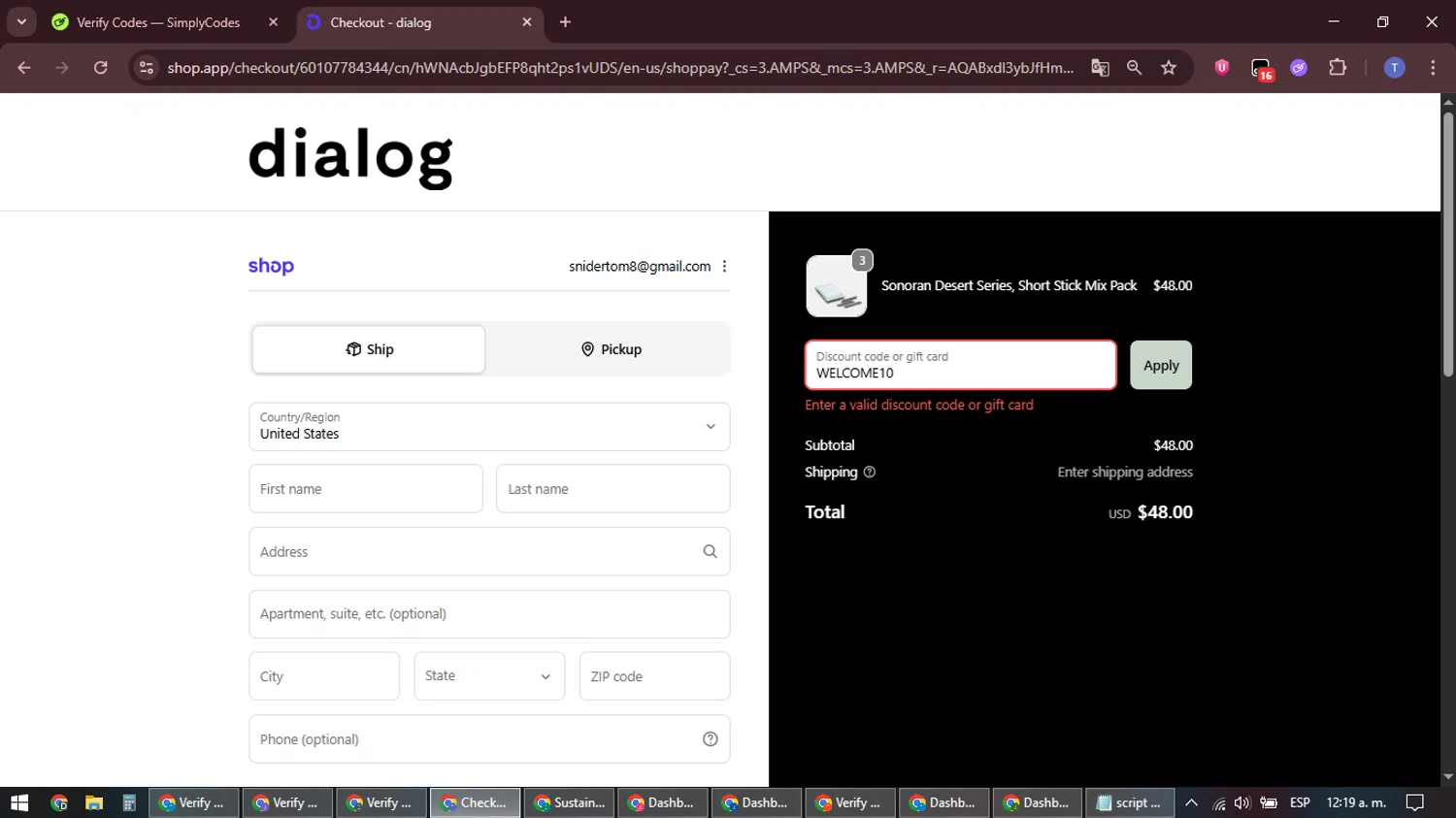 Dialog promo code screenshot showing code WELCOME10 applied at Dialog checkout page. Uploaded by SimplyCodes community member snidertom8 on Apr 4, 2026
