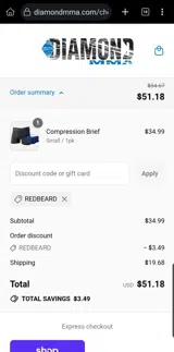 REDBEARD coupon verification screenshot