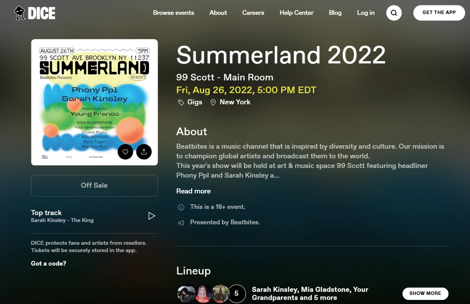 DICE FM discount code screenshot showing code BITEME2022 applied at DICE FM checkout page. Uploaded by SimplyCodes community member DiscountEagle6247 on Feb 13, 2025