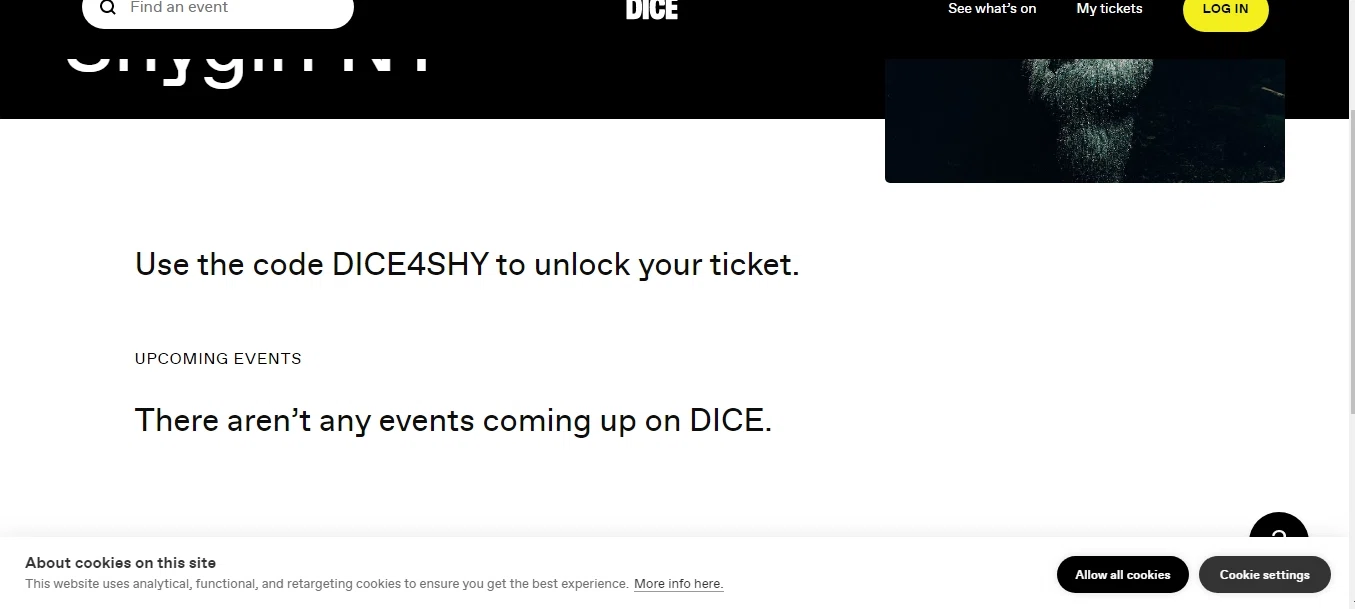 DICE FM checkout page showing DICE FM discount code box | Screenshot taken by SimplyCodes community member on Apr 9, 2023