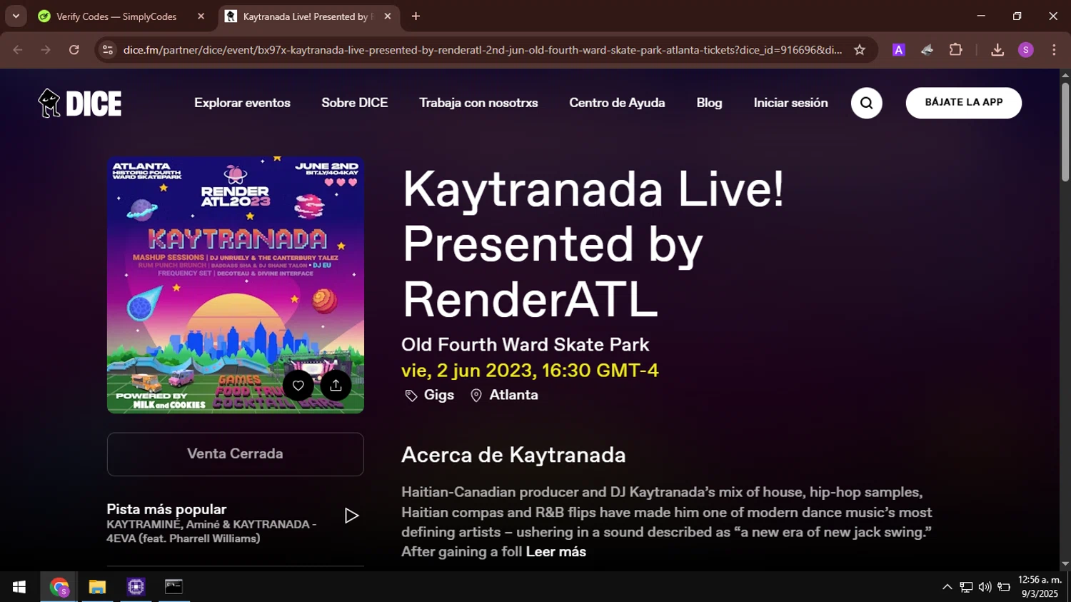DICE FM discount code screenshot showing code GAFOLLOWERSFRIENDS applied at DICE FM checkout page. Uploaded by SimplyCodes community member AbusaGordas on Mar 9, 2025
