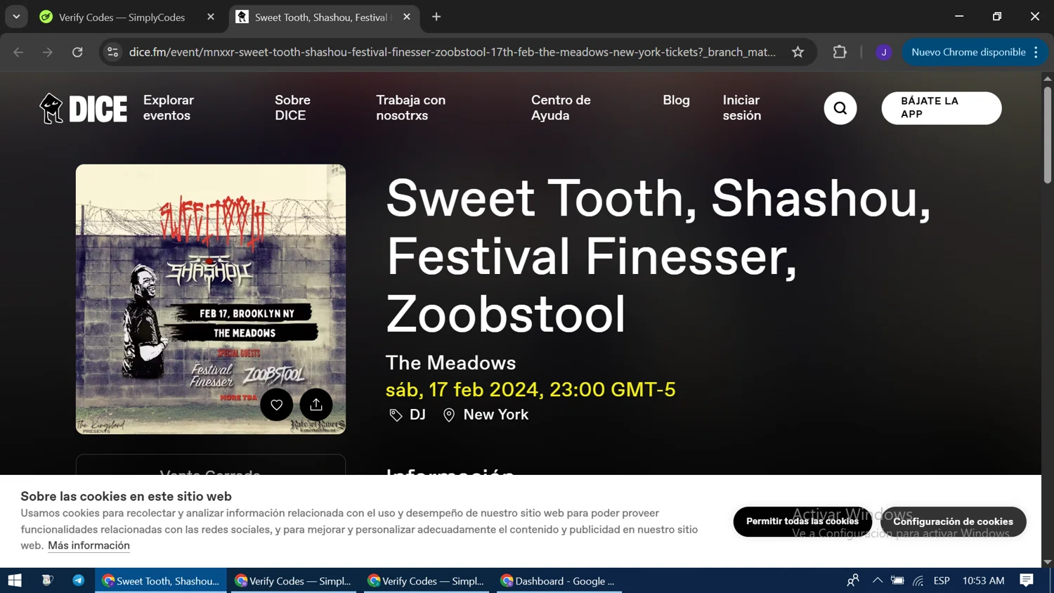 DICE FM discount code screenshot showing code TFF applied at DICE FM checkout page. Uploaded by SimplyCodes community member ExtraordinaryWizard9697 on May 20, 2025
