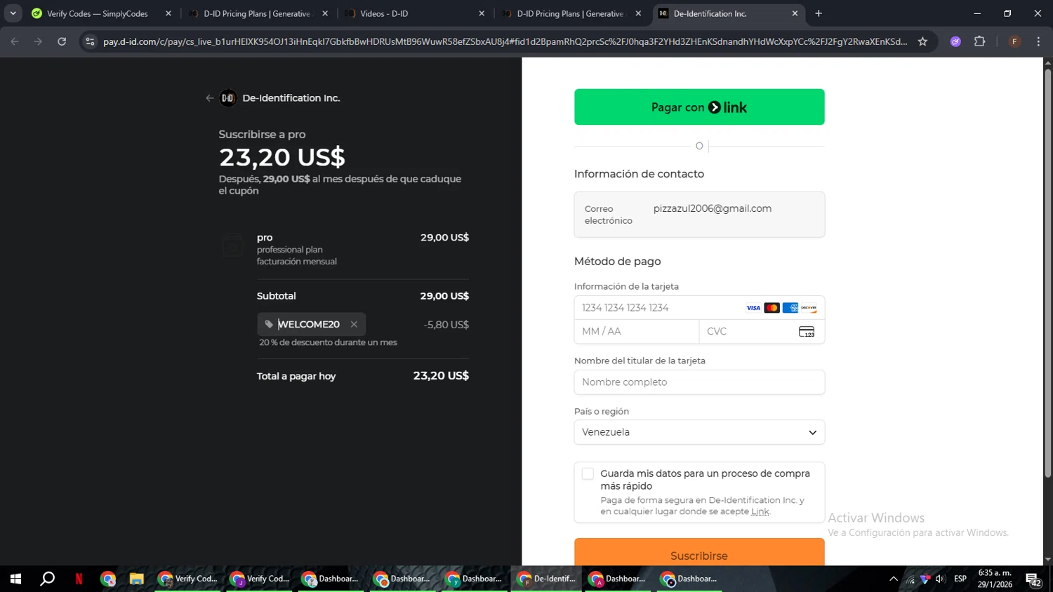 D-ID checkout page showing D-ID promo code box | Screenshot taken by SimplyCodes community member on Jan 29, 2026