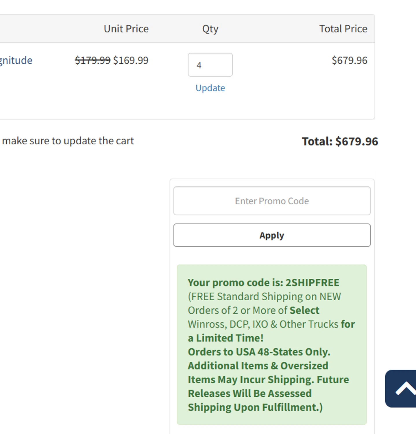 Diecast Direct checkout page showing Diecast Direct promo code box | Screenshot taken by SimplyCodes community member on Sep 24, 2025