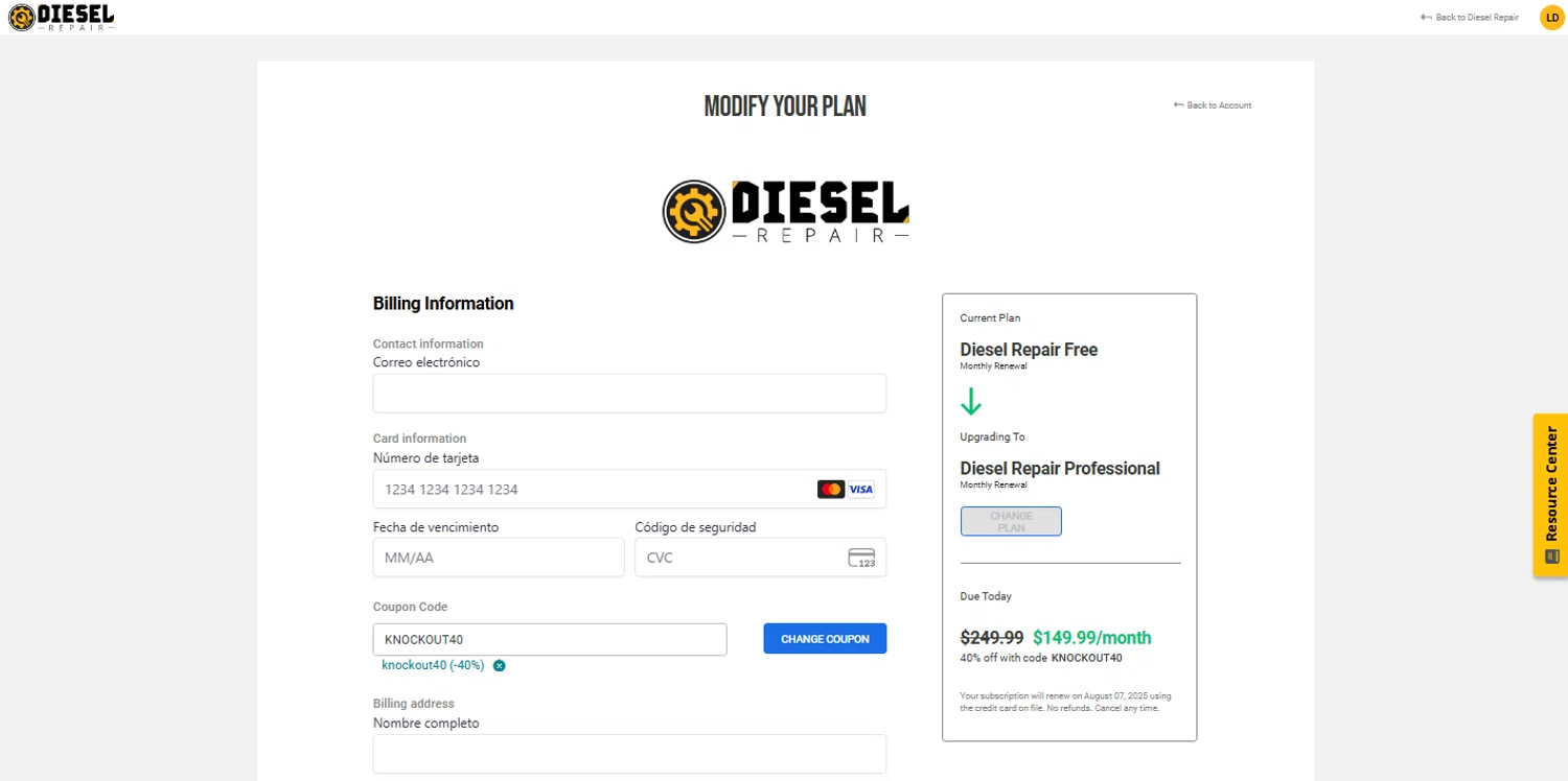 Diesel Laptops discount code screenshot showing code KNOCKOUT40 applied at Diesel Laptops checkout page. Uploaded by SimplyCodes community member OnlywM on Jul 7, 2025