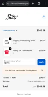 ADBY2 coupon verification screenshot