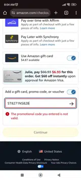 ST8271NS82B coupon verification screenshot