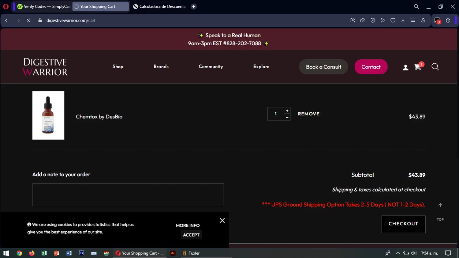Digestive Warrior coupon code screenshot showing code DESBIO12 applied at Digestive Warrior checkout page. Uploaded by SimplyCodes community member SavingsTiger3479 on Jun 18, 2025