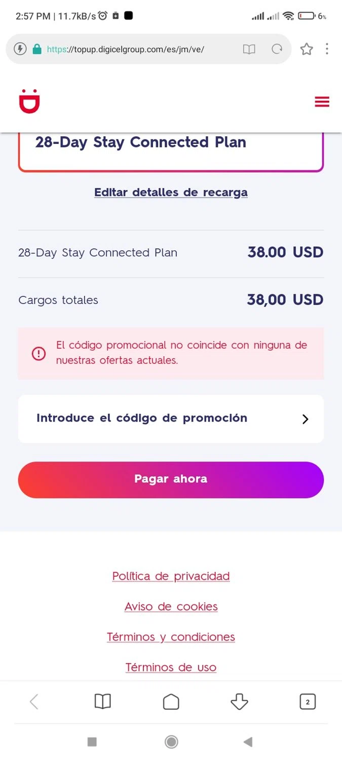 Digicel promo code screenshot showing code fall applied at Digicel checkout page. Uploaded by SimplyCodes community member NobleFox488 on Dec 28, 2024