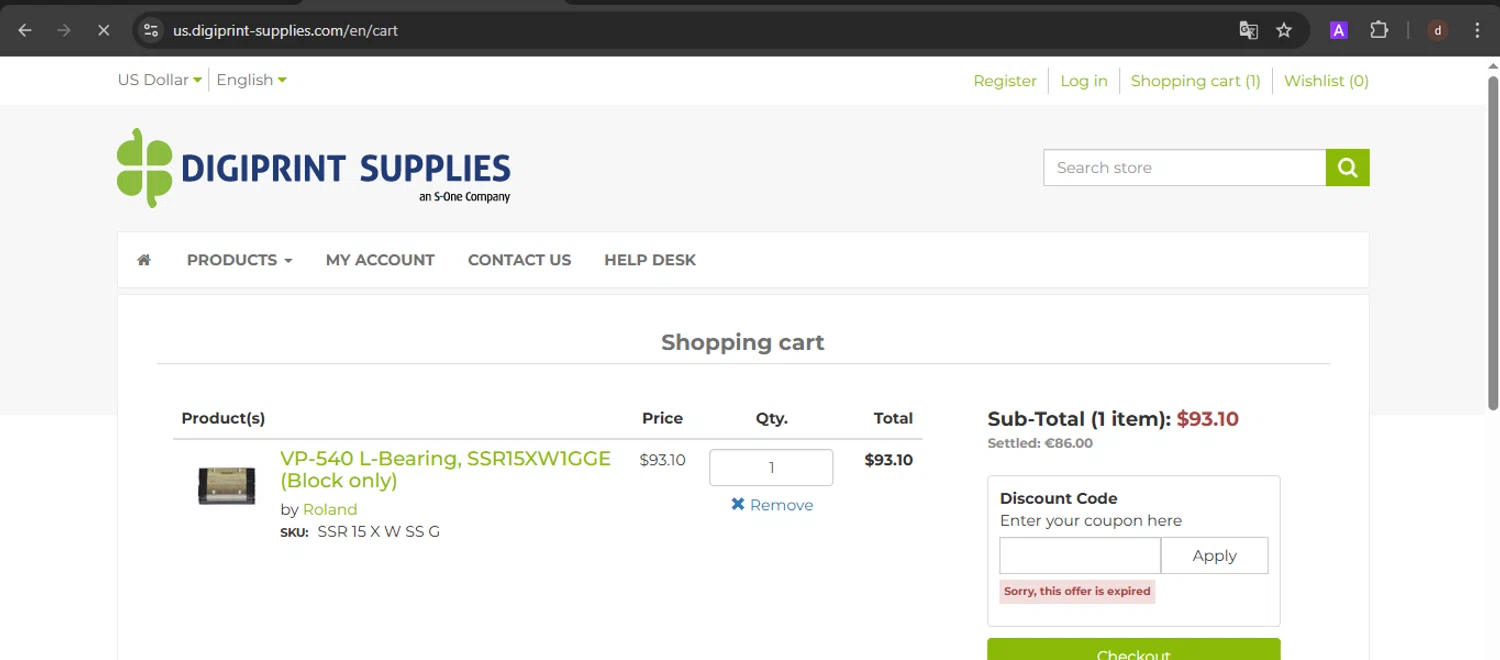 DIGIPRINT SUPPLIES discount code screenshot showing code RICOHSHIP applied at DIGIPRINT SUPPLIES checkout page. Uploaded by SimplyCodes community member VoucherSpotter9376 on Mar 26, 2025