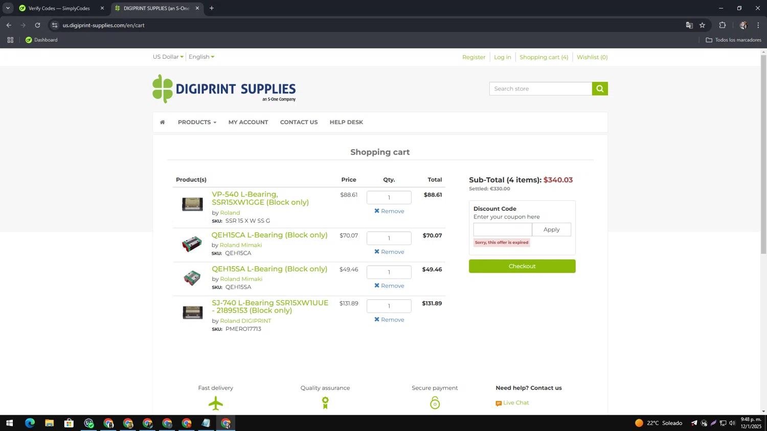 DIGIPRINT SUPPLIES discount code screenshot showing code RICOHSHIP applied at DIGIPRINT SUPPLIES checkout page. Uploaded by SimplyCodes community member MagnificentAce6663 on Jan 13, 2025