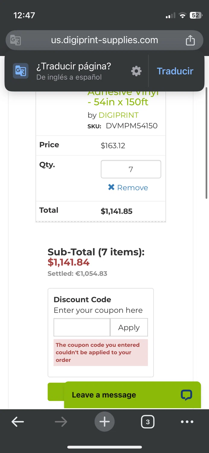 DIGIPRINT SUPPLIES discount code screenshot showing code EXTRA15 applied at DIGIPRINT SUPPLIES checkout page. Uploaded by SimplyCodes community member usenamee on Mar 26, 2025