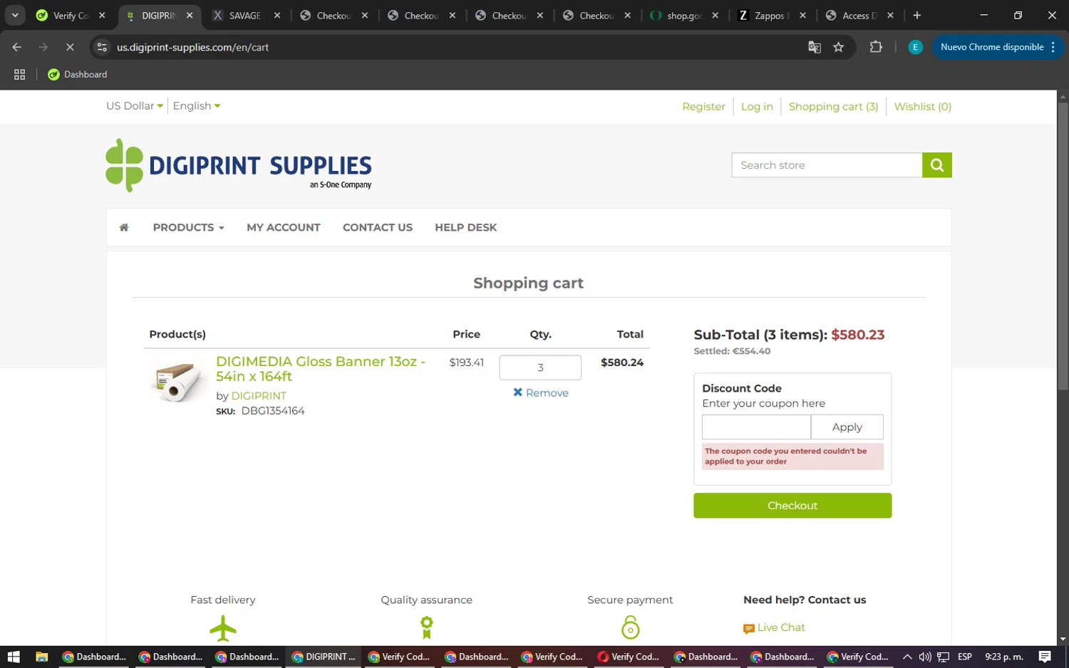 DIGIPRINT SUPPLIES discount code screenshot showing code store30 applied at DIGIPRINT SUPPLIES checkout page. Uploaded by SimplyCodes community member MightyFox1680 on Feb 25, 2025