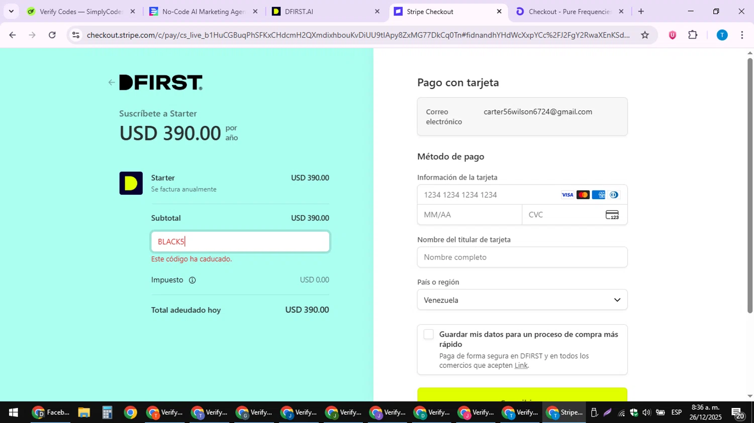 Digital First AI promo code screenshot showing code BLACK5 applied at Digital First AI checkout page. Uploaded by SimplyCodes community member LuckyPioneer4530 on Dec 26, 2025