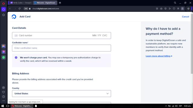 DigitalOcean checkout page showing DigitalOcean promo code box | Screenshot taken by SimplyCodes community member on Oct 23, 2023