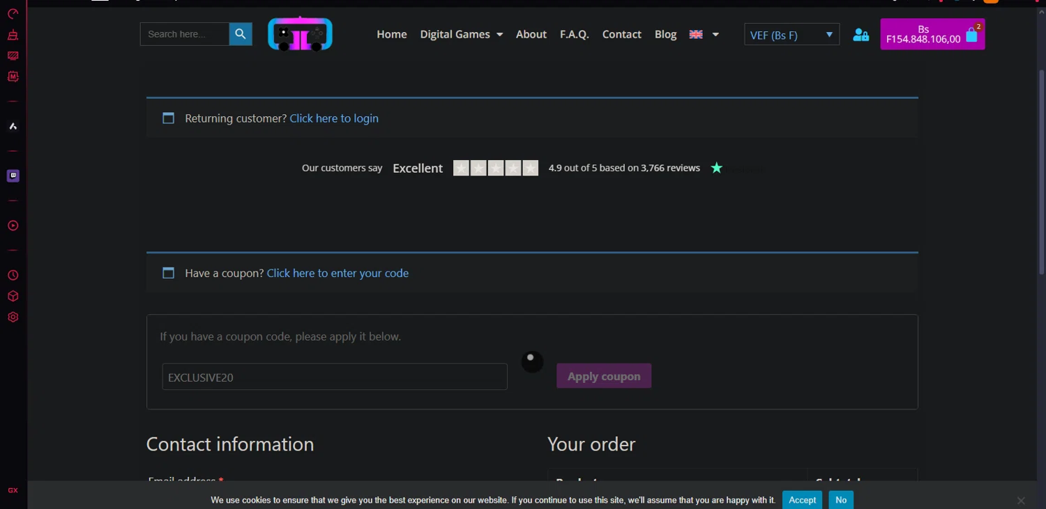 Digital World PSN promo code screenshot showing code EXCLUSIVE20 applied at Digital World PSN checkout page. Uploaded by SimplyCodes community member Phil_YNN on Mar 3, 2025